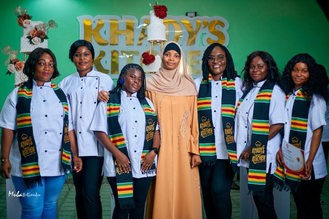 Khady with a graduating class at Khady's Kitchen